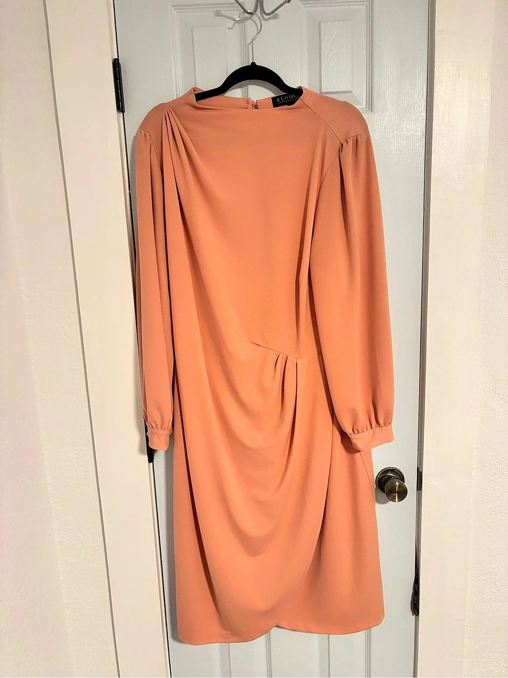 ELOQUII Long Sleeve Midi Dress Pink- Peach Size 20 Like New